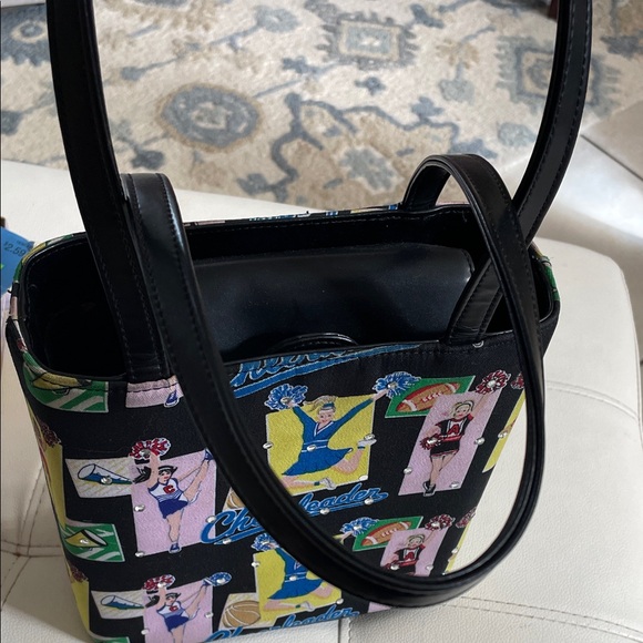 Cheerleader Print Black Tote Bag - Picture 2 of 7